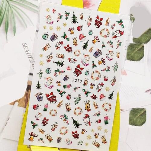 3D Nail Sticker Snowman Deer Gift Designs Nail Art Decorations Stickers Foil DecalsManicure Accessories Nails Decoraciones