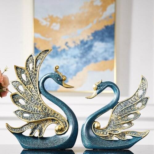 HOME DECORATION ACCESSORIES A COUPLE OF SWAN STATUE HOME DECOR SCULPTURE MODERN ART ORNAMENTS WEDDING GIFTS FOR FRIENDS LOVERS
