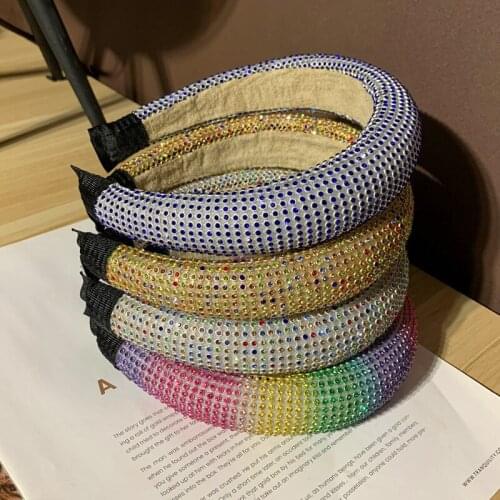 Baroque Full Diamond Luxury Headband Party Sponge Padded Bling Crystal Rhinestone Hairband Women Hair Accessories