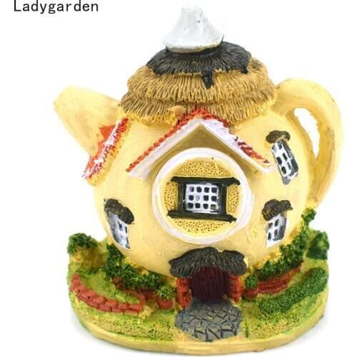 Teapot House Miniature Fairy Garden Miniaturas Micro Moss Landscape Diy Terrarium Accessories Figurines for Home Decor Statues
