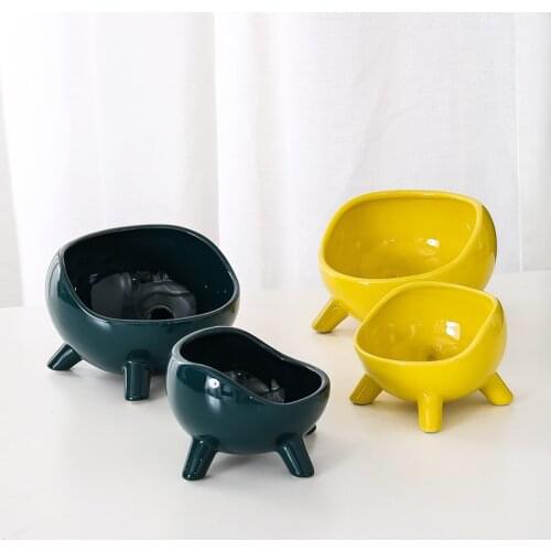Decoration Cat Ceramic Dog Feeder With Raised Stand Non-Slip Food and Water Bowl For Small Animals Feeders Pet Product