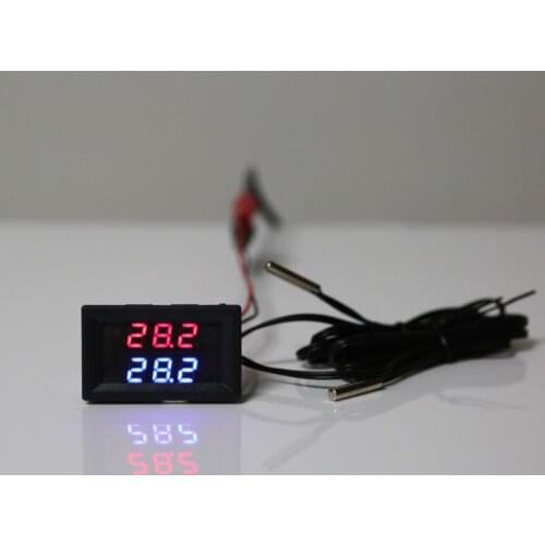 Dual Display DC 5V-80V Thermometer 1M NTC Waterproof Temperature Sensor Tester For 5v 12v 24v 48v 60v 72v Car Motorcycle