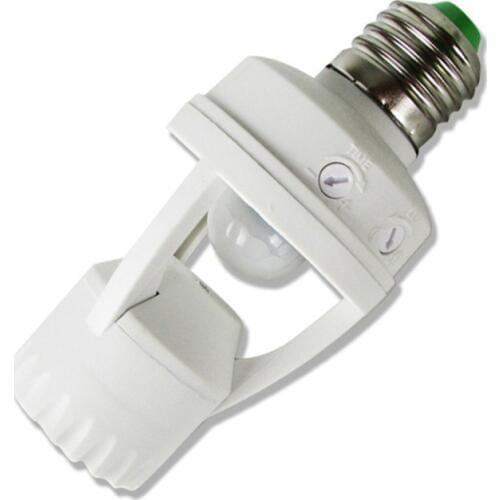 30pcs/lot White Color E27 110-220V Infrared PIR Motion Sensor Light Bulb Switch Holder Socket Converter Lamp Base