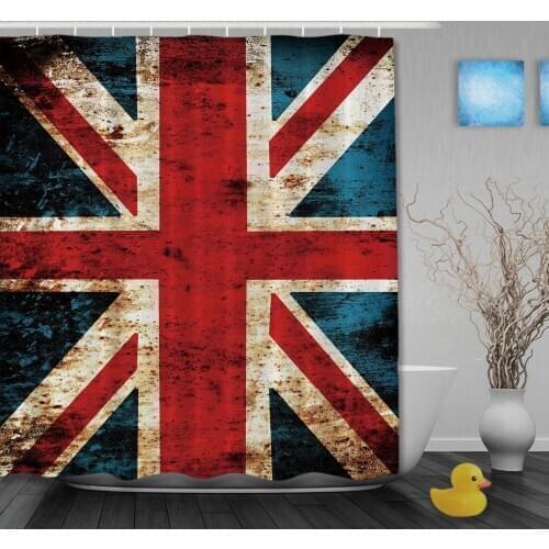Unicon Jack Flag On Old Wooden Classic Shower Curtains Waterproof Fabric High Quality Custom Bathroom Curtain With Hooks