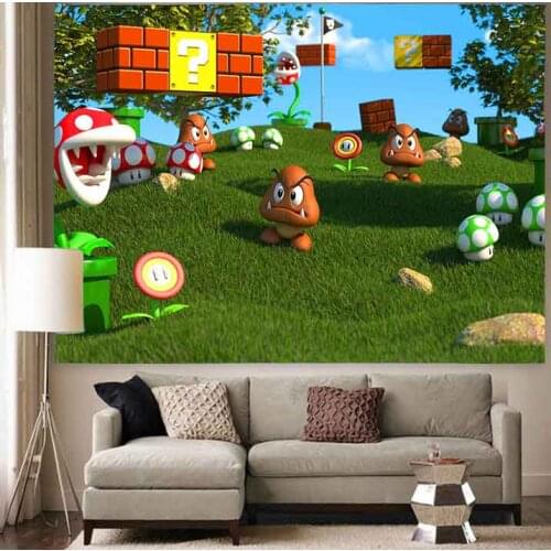 Classic Video Games Tapestry Super Mario Pirates Map Art Wall Hanging Tapestries for Living Room Bedroom Home Decor