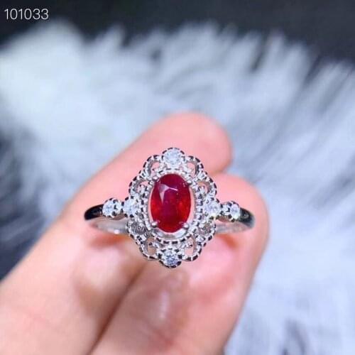 Fashion Ruby gemstone ring silver fine jewelry certified natural gem red color birthday anniversary party gift