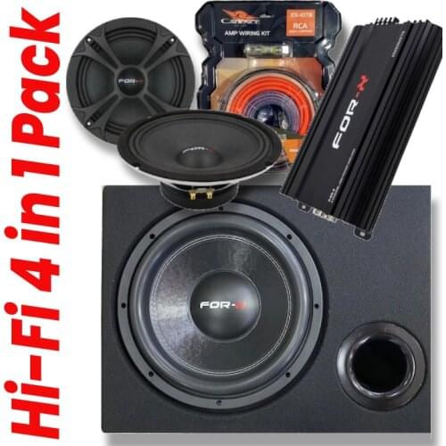 Auto HiFi Advantage Pack For-x 1000 Subwoofer For-X 16 cm Midrange + For-x Amplifier 2600 Watts 4 Channeled X 60 + Prp CABLE