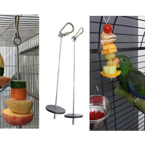 Bird Feeder Pet Parrot Supplies Birds Food Holder Support Stainless Steel Fruit Spear Stick Meat Skewer Bird Fruit Fork Hook