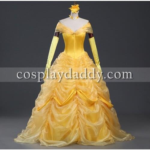 Beauty and The Beast Princess Belle Yellow Party Ball Cosplay Costume