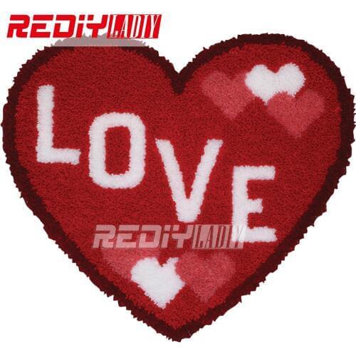 Latch Hook Rug Crocheting Tapestry Kits for Embroidery Cushion Red Love Heart Pillows DIY Carpet Rug Handicraft Gift Floor Mat