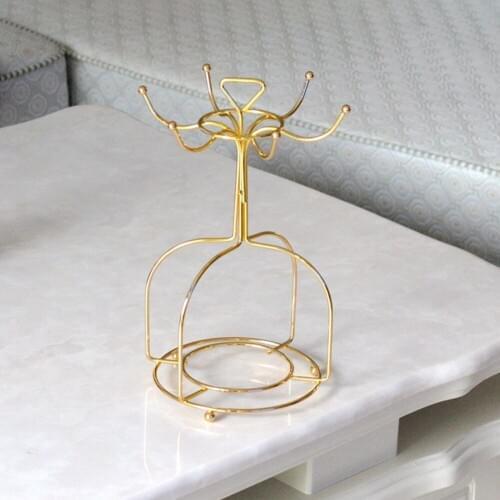 Kitchen Countertop Saucer Restaurant Gold 6 Hook Modern Home Tree Style Wrought Iron Drinkware Shelf Coffee Mug Holder Organizer