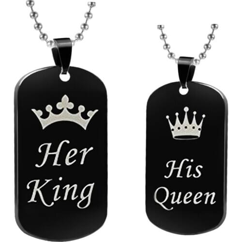 Hot Selling Jewelry Stainless Steel Tag Necklace King Queen Letter Army Pendant Pendant Pendant Can Be Engraved