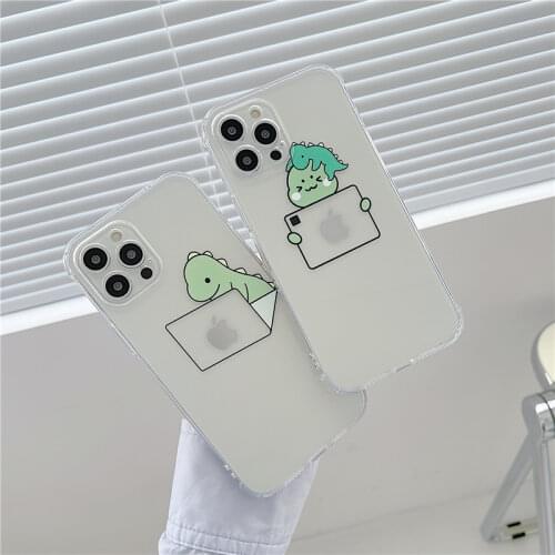 Fashion Creative Dinosaur Animal Pattern Phone Case For iPhone 12 11 Pro XS MAX X 7 XR SE20 8 Plus Hard Transparent Back Cover