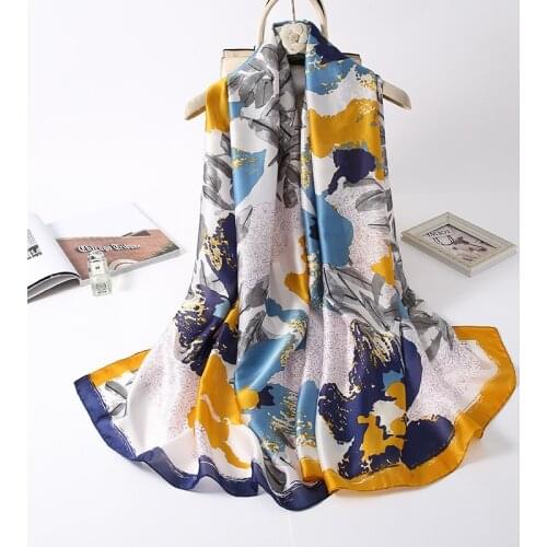 Fashion Print 180X90CM Silk Scarf Women Brand Designer Shawl Wrap Lady Large Pashmina Long Foulard Bandana Lady Winter Scarves
