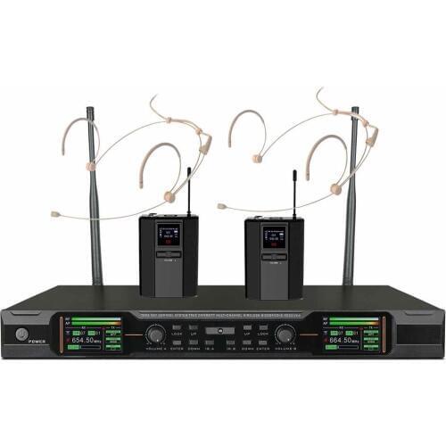 Performance Headset Microphone Wireless True Diversity UHF 2 Headworn mic Beige For church