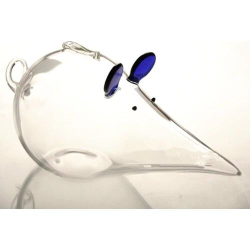 Mouse Money Bank Glass Box Coin Cash Holder Terrarium Container Blue Ears