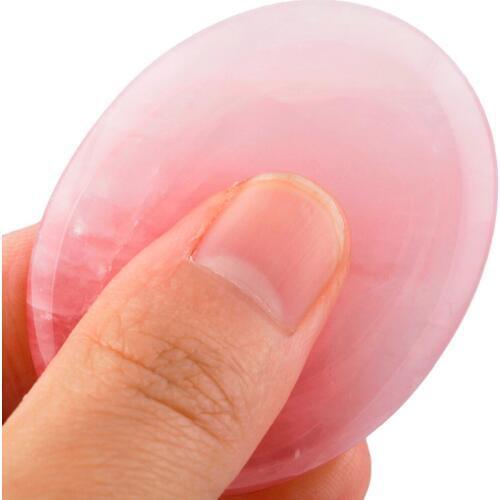 TUMBEELLUWA Natural Pink Quartz Thumb Worry Stone Healing Reiki Crystal Pocket Palm Stone