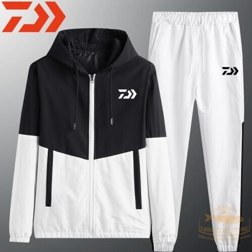 2021 New Spring Dawa Fishing Jacket Men Fishing Pants Autumn Fishing Clothes Outdoor DAIWA Hiking Fishing Hoodie Two Piece Set