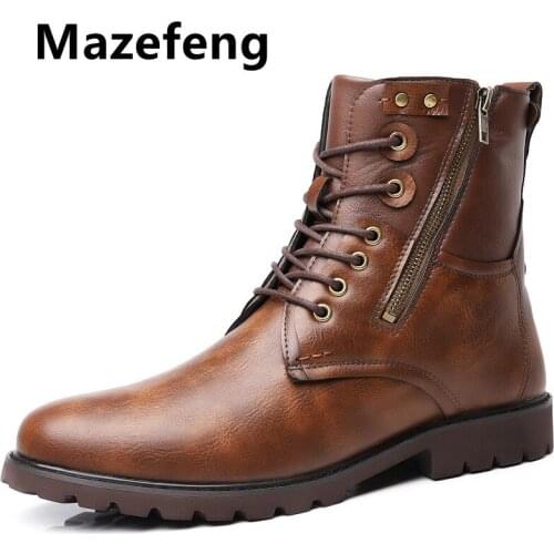 New Coturno Men Boots Leather Shoes High Top Fashion Winter Warm Snow Shoes Motorcycle Ankle Boots Couple Unisex Boots