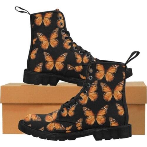 Printed Series Autumn And Winter New Style 2021 Butterfly Pattern Comfortable Lace-up Womens Boots Plus Size