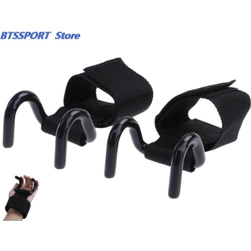 Adjustable Strong Steel Hook Grips Straps Black Wrist Support Lift Strap 36cm Weight Lifting Strength Training Gym Fitness