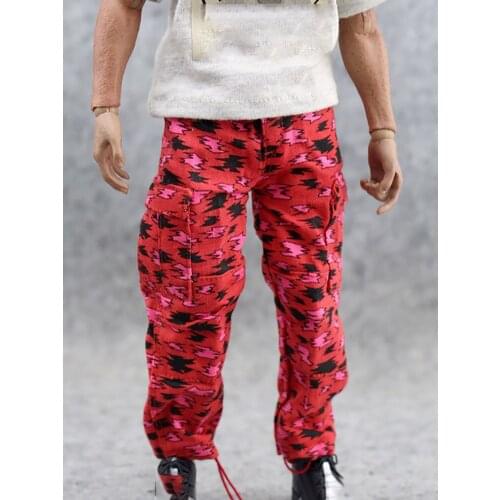 1/6 Scale Soldier Pants Trend Green Red Camouflage Pants Suitable For 12-inch Action Figure Doll Toy Model Clothing Accessories