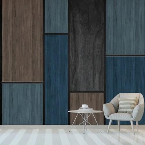 Modern Abstract Custom Self-adhesive Wallpaper 3D Geometric Wooden Plank Waterproof Wall Stickers Mural Papel Tapiz Autoadhesivo