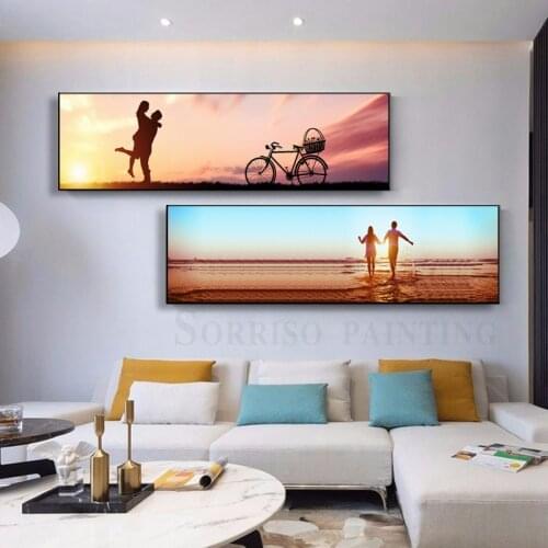 Modern Romantic Lovers Sea Beach Scenery Canvas Painting Wall Art Bedroom Posters And Prints Pictures For Living Room Home Decor