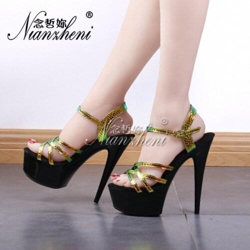15CM Super Stiletto Stripper Heels Roman Open Toe Womens Platform Sandals 6 Inch Sexy Fetish Nightclub Pole Dance Shoes Models