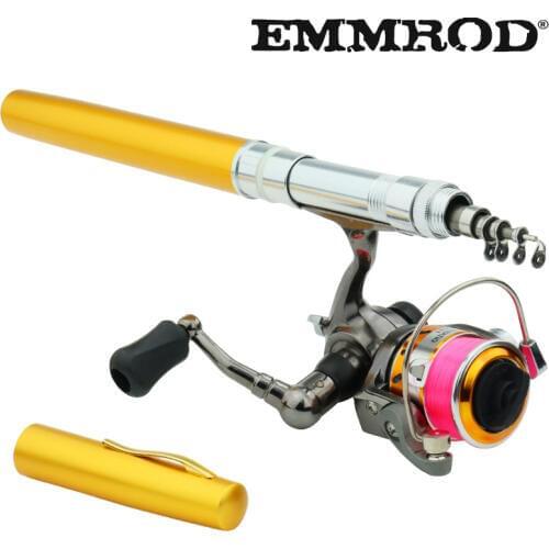Hot 1.3m Pocket Pen Fishing Rod Aluminum Alloy Fishing Rod Pole With Stainless Steel Spinning Wheel Reel Set Gift rods