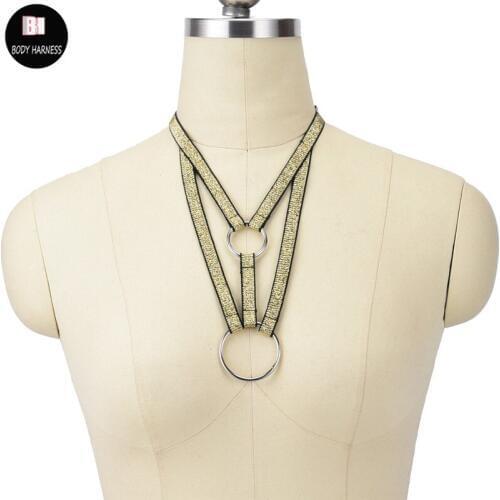 Crop Top Neck Harness Body Cage Gothic Fetish Wear Body Harness Women Fashion Rave Harajuku Adjustable Neck Bondage Harness