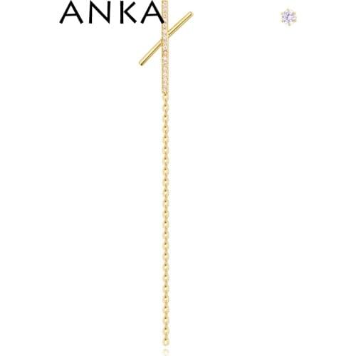 ANKA Brand New Fashion Irregular Dangle Earrings For Women Clear Zircon Asymmetric Drop Earrings Wedding Jewelry Gift #129585