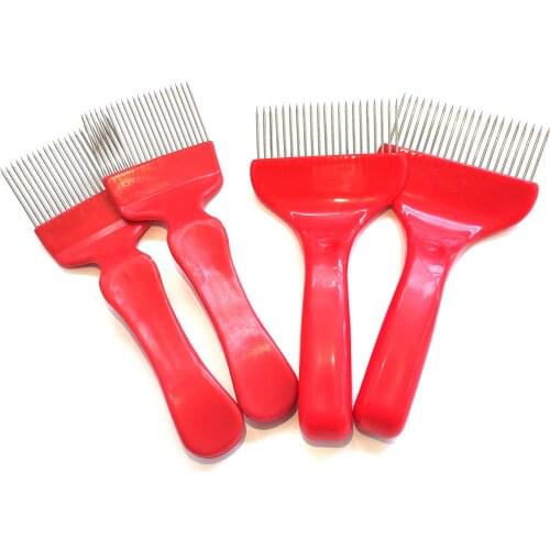 1PCS Beekeeping Honey Collect Tools Bee Scraper Cut Knife Hive Uncapping Cutter Fork Red Stainless Steel Needle Plastic Handle
