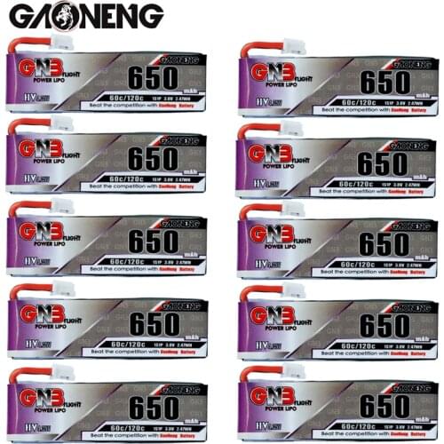 10PCS Gaoneng GNB Max 120C 3.8V 650mAh 1S 4.35V HV Lipo battery PH2.0 Plug for Tinyhawk Snapper7 E010 M80S Tiny7 Beta85 Drone