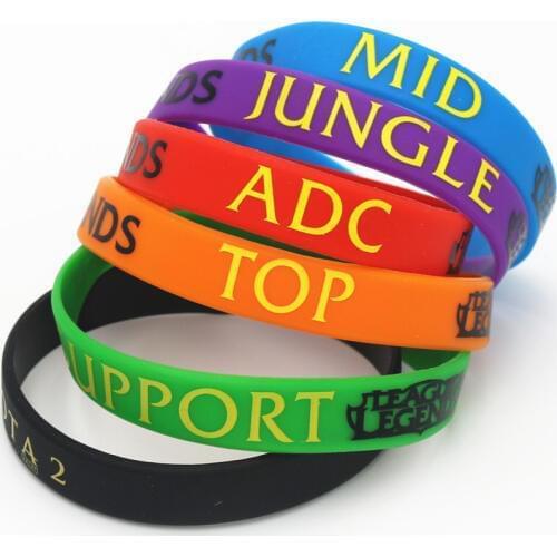 12PCS/lot LOL Bracelet League of Legend Wristband Silicone Bracelet with ADC, JUNGLE, MID, SUPPORT, DOTA 2 Printed Band SH001