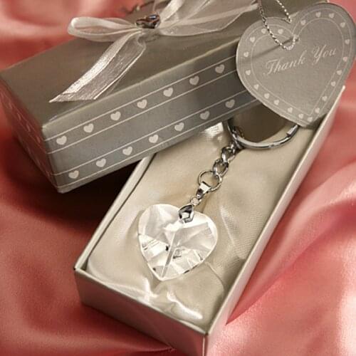12pcs/lot Wedding Favors and Gifts Crystal Heart Keychain Baby Christening Gifts Baby Shower Favors