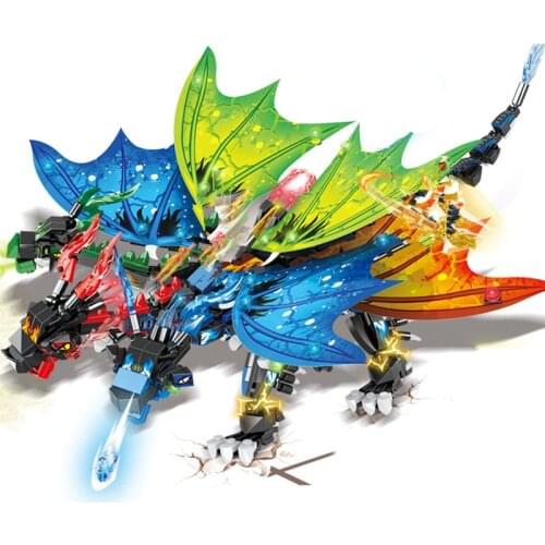 2021 4in1 Series Mecha Jungle Overlord Demon Dragon Fightar Season 13 Fly Building Blocks Classic Model Sets Bricks Kid Kits TV
