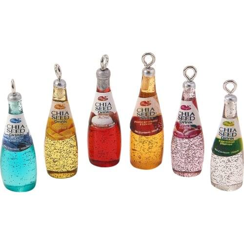 30Pcs Drink Wine Bottle Resin Earrings Charms for Keychain Necklace Pendants Jewelry Making Phone DIY Decoration Charm