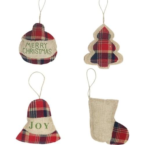 4PC Christmas Ornaments Burlap 2022 Set Funny Unique Mini Christmas Tree Ornaments Bulk Christmas Decorations Clearance Decor