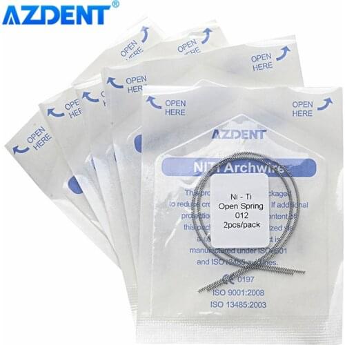 5 Packs AZDENT Dental Orthodontic Open Spring Niti Elastic Coil Springs Size 0.010*180mm 0.012*180mm 2pcs/Pack