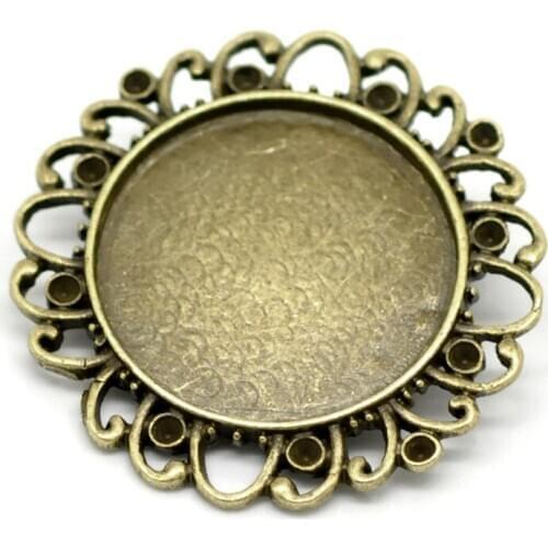 50Pcs Bronze Tone Round Cabochon Frame Setting Brooches Support de Broche 38mm (Fit 25mm)