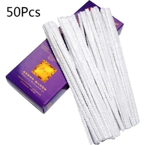 50Pcs/Set Smoking Pipe Cleaners Blend Cotton Rods Tobacco Smoke Mouthpiece Convenient Disposable Cleaning Tool Accessory