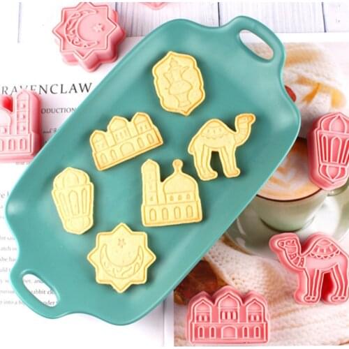 6Pcs EID Mubarak Camel Moon Star Biscuit Mold Cookie Cutters Ramadan Kareem Party Home Decoration Islam Muslim Decor Eid Al Adha