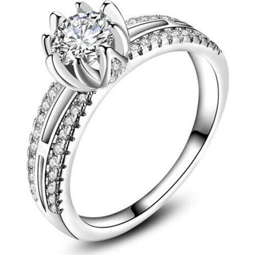 925 Silver colorRings Crystal Compatible With European Fit Original Wedding Brand Ring Jewelry Christmas Gift #165