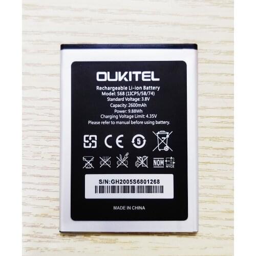 Mobile phone battery for OUKITEL S68 battery 2600mAh Long standby time High capacity for OUKITEL C16 Pro battery