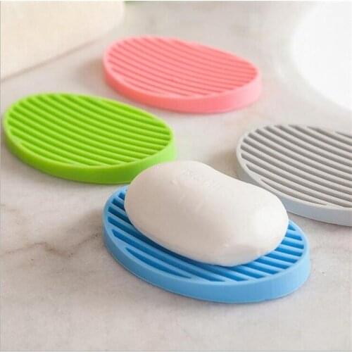 Anti-skidding Silicone Flexible Silicone Soap Dish Bathroom Fixtures Tray Soapbox Soap Dishes Plate Holder Home Improvement 5Z
