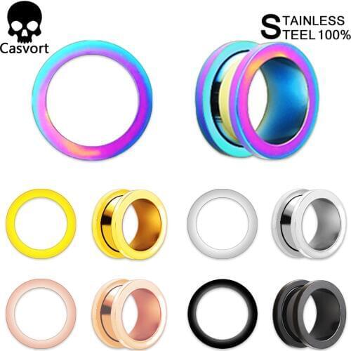 Casvort 2PCS 2020 New Stainless Steel Ear Plugs Body Piercing Screw Tunnels Stretchers Fashion Jewelry Earrings Expander For Gi