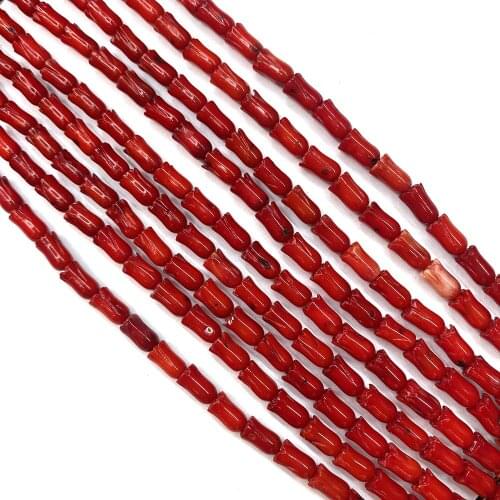 Artificial Red Coral Beads Tulip Flower-shaped Loose Beads Spacer Seed Beads for Fashion Jewelry Making Accessories Size 5x8 Mm