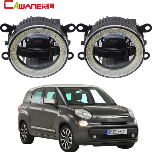 Cawanerl For Fiat 500 L4 1.4L 2012 2013 2014 2015 Car LED Bulb 3000LM Front Fog Light Daytime Running Lamp DRL Angel Eye 12V