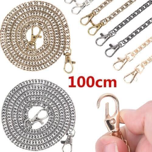 1PCS 100/120cm Handbag Metal Chains Handbag Handles Bag Parts & Accessories DIY Purse Chain With Buckles Shoulder Bags Straps